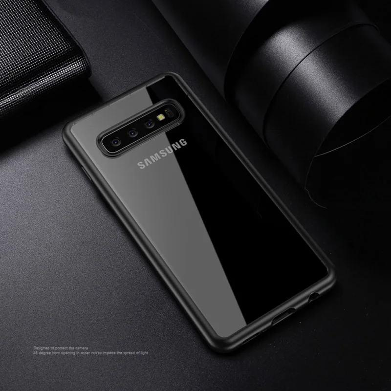 Черный ITEUU противоударный Прозрачный чехол для samsung S10 S10 Plus S10E чехол s TPU акриловая прозрачная задняя крышка для samsung S10 S10PLUS S10E - Цвет: Черный
