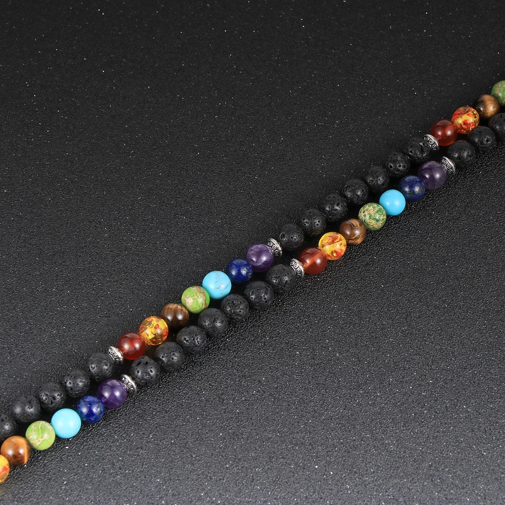 Women Men Natural Stone 7 Chakras 8mm Beads Necklace 108 Male Beaded Stand Yoga Healing Reiki Lotus OM Buddha Charm Jewelry | Украшения и