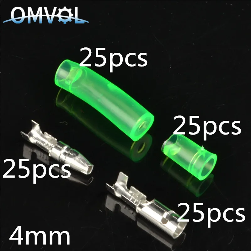 4mm 25set 25 компл. 4,0 пулевидный терминал Автомобильный Электрический провод соединитель диаметр 4 мм - Цвет: 4mm 25set