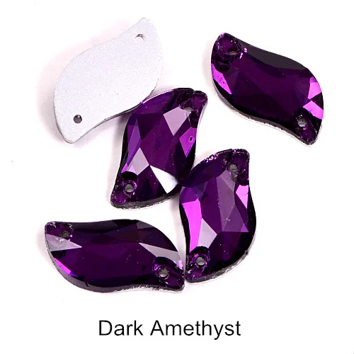 Dark Amethyst Горячее предложение! Распродажа! 3 размера красный S лист формы пришить стразы с отверстиями Flatback Стеклянные стразы шьют-на Стразы для шитья одежды B0176 - Цвет: Dark Amethyst