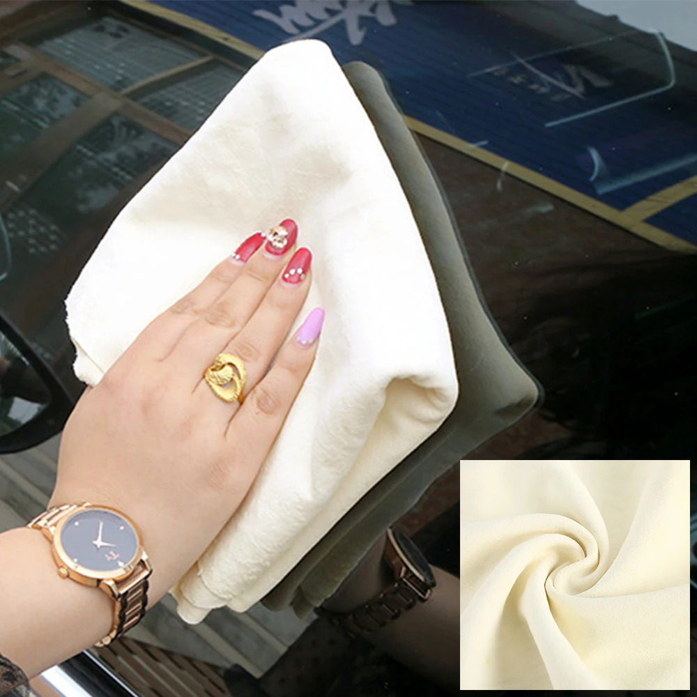 Car Wash Towel Absorbent Quick Dry Auto Cleaning Supplies Tools Accessories Natural Chamois Leather Clean Cloth Towels 45x75cm | Автомобили