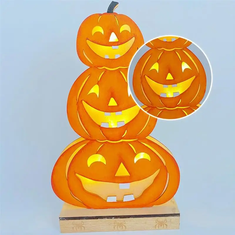 Со скелетом-тыквой светодиодный фонарь Хэллоуин деревянное украшение реквизит