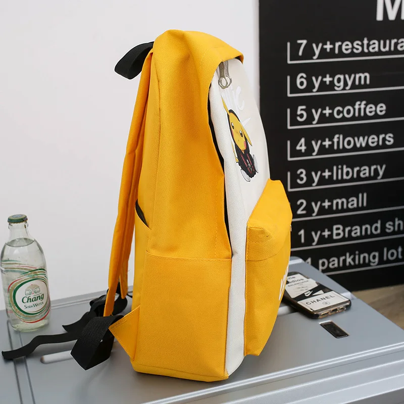 

Student Backpack Action Pikachu Canvas Wear-resistant Pikachu Primary and Middle School Students Couple Boys and Girls Gift Toys