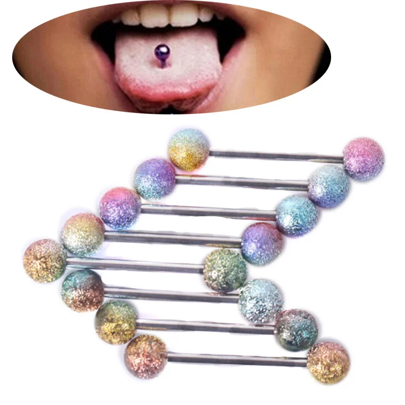 

10PCS/Set Colorful 14G 316L Surgical Steel Tongue Piercing Tongue Rings Straight Barbells Piercing Tongue Retainer Body Jewelry