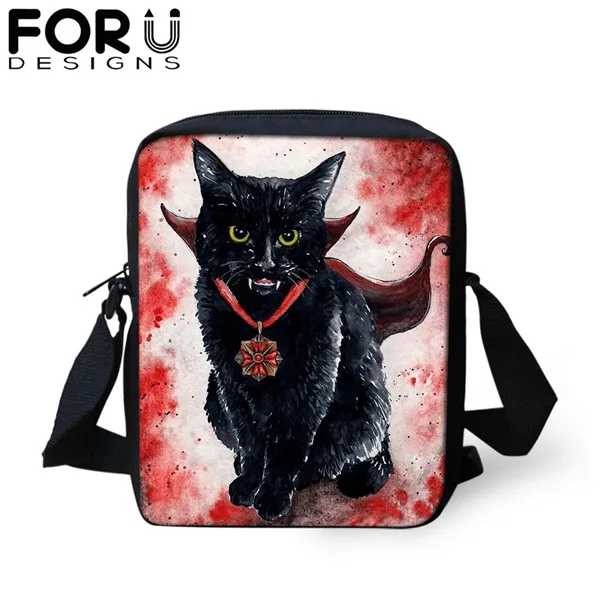 FORUDESIGNS/сумка-мессенджер с мультяшным готическим котом для девочки-подростка, новинка, сумка на плечо для женщин и детей, мини-сумка через плечо, кошелек - Цвет: CDGX1417E