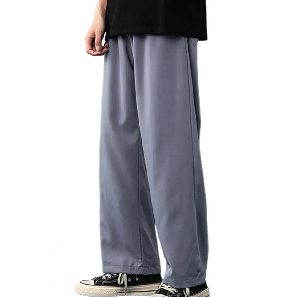 

Solid Color Men Pants Ankle-Length Lightweight Straight Wide Leg Oversize Pants Sweatpants Loose Casual Pants pantalon homme