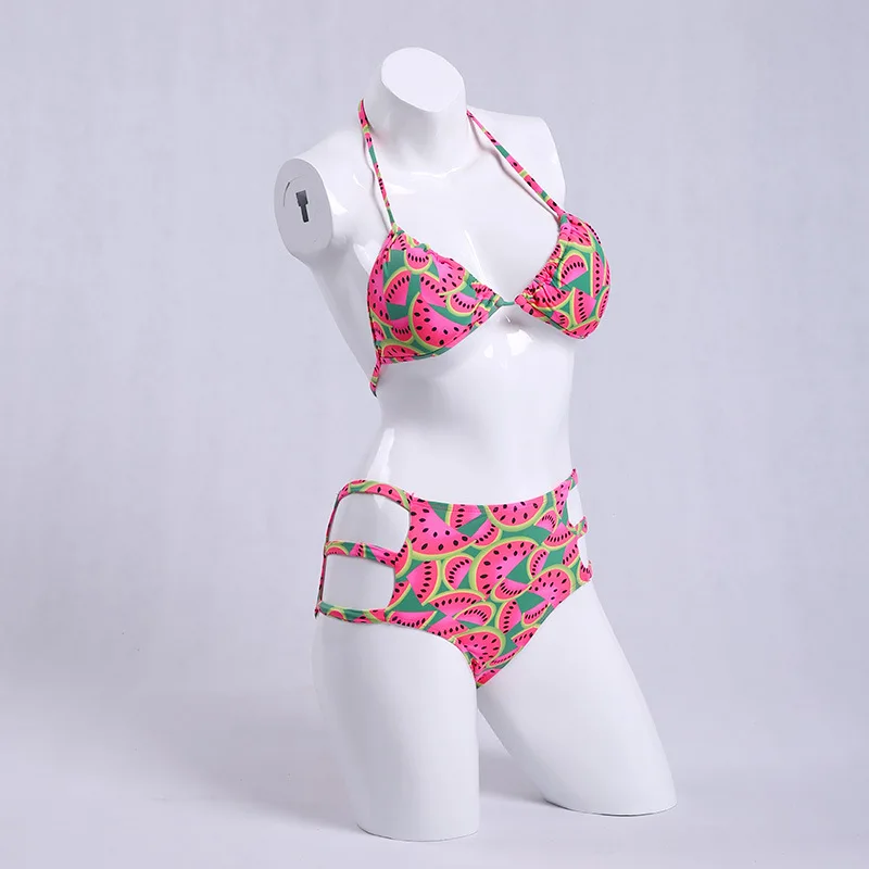 Купальник женский с эффектом пуш ап пикантный комплект бикини принтом арбуза