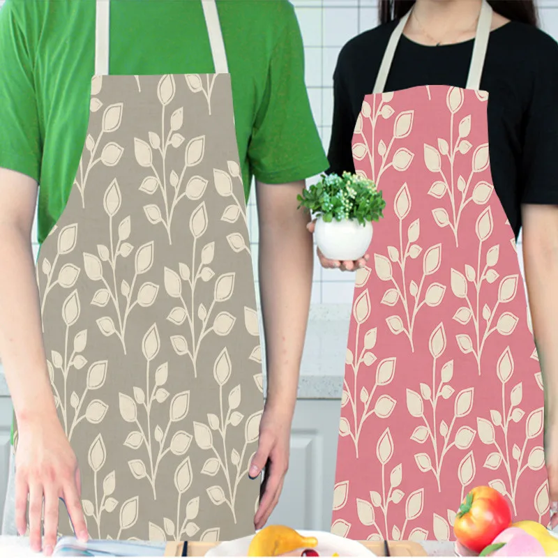 1 шт. листья Кухонный Фартук с узором для Для женщин из хлопка и льна нагрудники