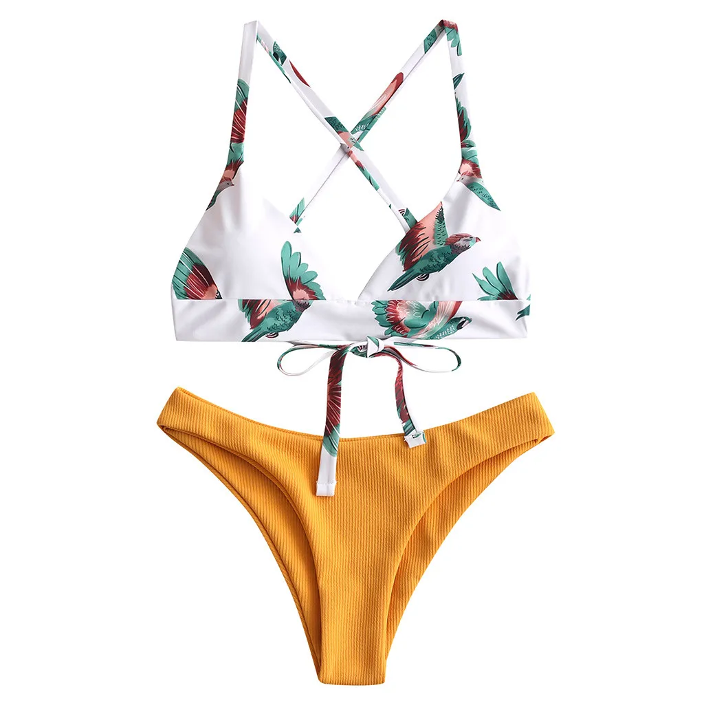 Модный женский купальный костюм с цветочным принтом 2020 комплект нижнего белья