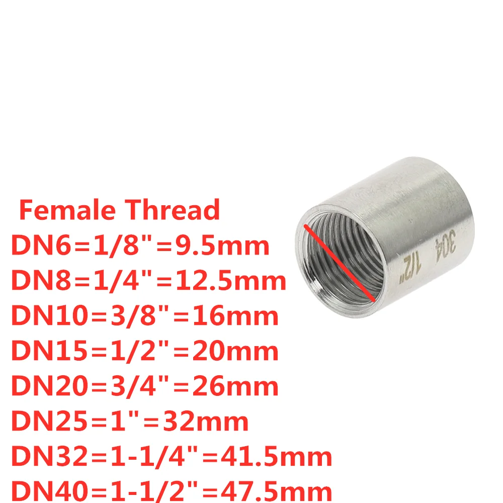

304 Stainless Steel 1/8"1/4"1/2"3/8" 3/4" 1" 1-1/4" 1-1/2"BSP Female Threaded Pipe Fittings water gas connector adapter jointer
