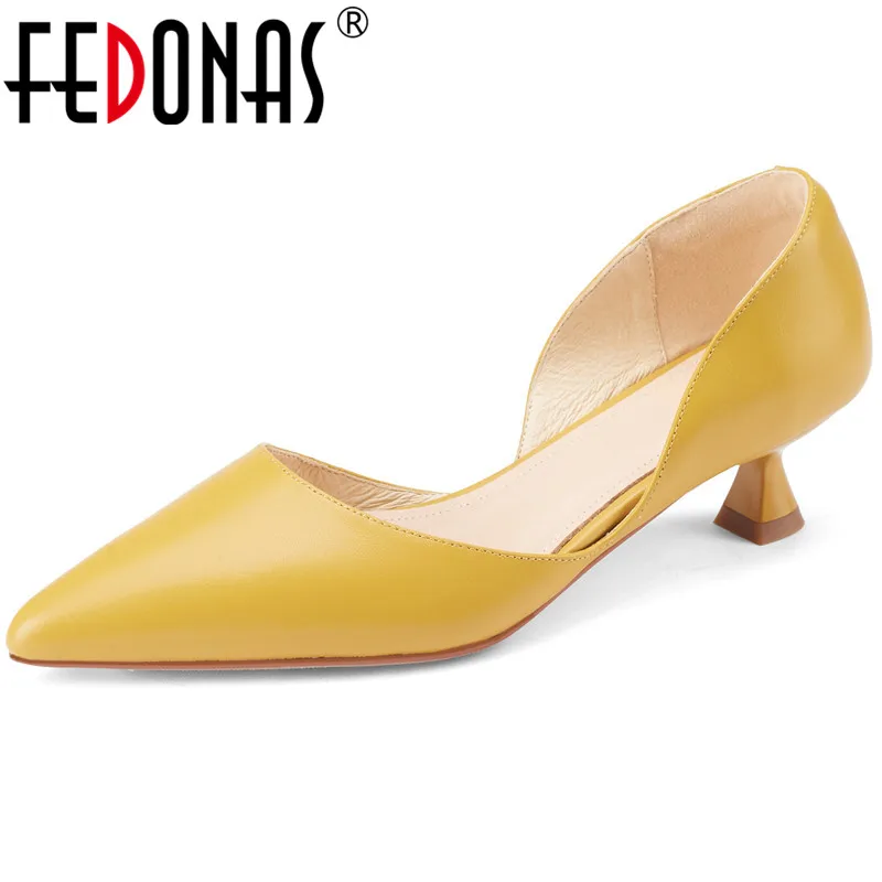 

FEDONAS Shallow Thin Heels Shoes Woman 2023 Fashion Women Suede Leather Pointed Toe Women Shoes Shallow Wedding Prom Female Pump