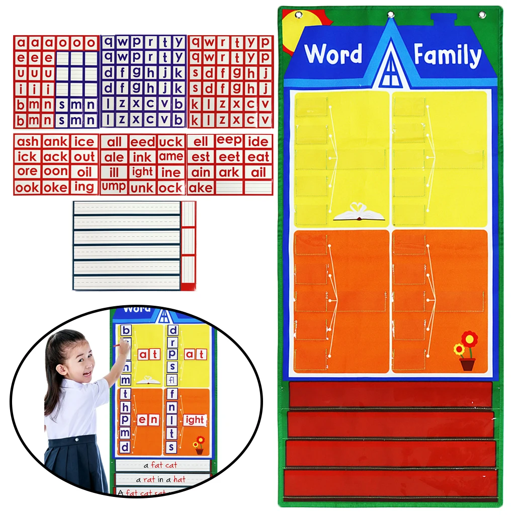 

1Set English Learning Card Oxford Cloth Chart Kindergarten Classroom Wording Spelling Exercises Toys Teaching Aids