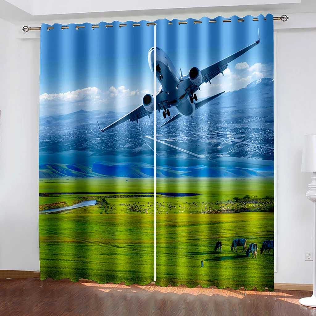

Airplane Blackout Curtain Aircraft Flying Aviation Theme Window Curtains for Living Room Bedroom Drapes Decor(2 Panels) Cortina