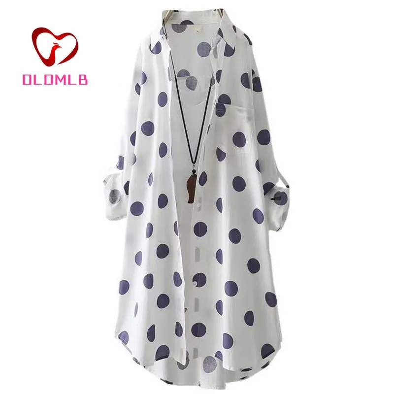 

Summer Polka Dot Shirt Jacket Casual Loose Coat Women's Long Sleeve Coats Sun Protection Tops Clothing Women Fashion Jackets