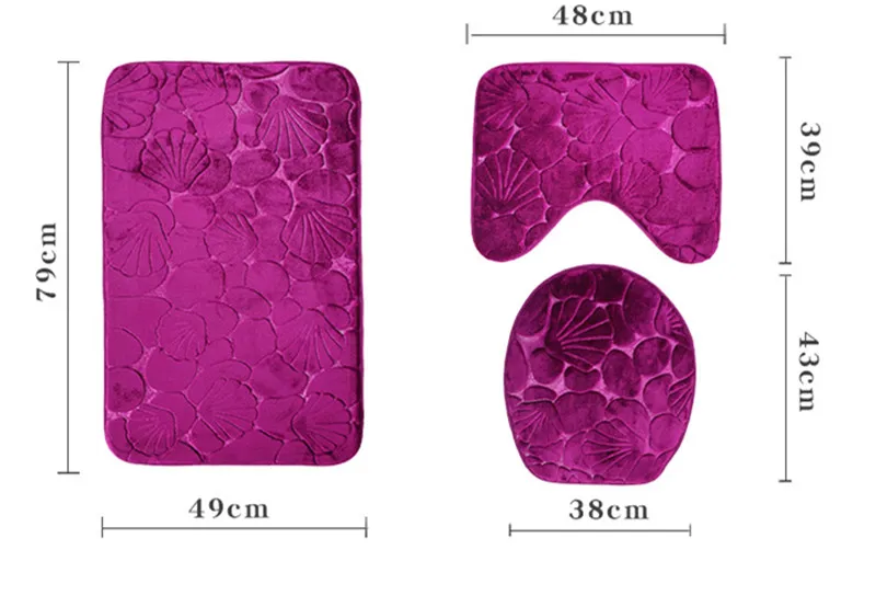 3 шт./компл. Набор ковриков для ванной комнаты фланелевый нескользящий коврик