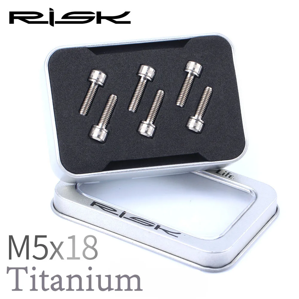 18mm-titanium Риска 6 шт./лот M5* 18/20 мм велосипедный вынос руля болты для выноса руля с шайбами Титан сплав Велоспорт велосипед горный велосипед винты+ прокладка M5x18mm M5x20mm - Цвет: 18mm-titanium