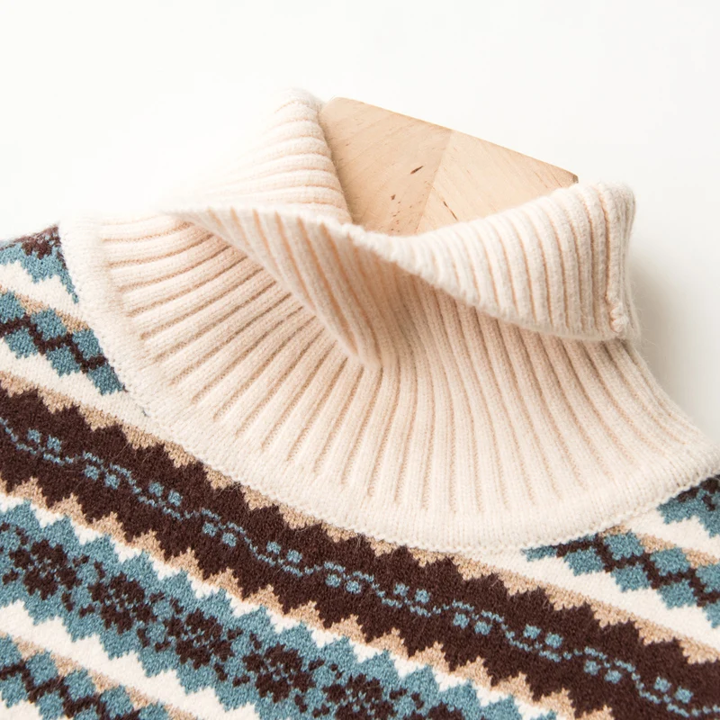 Этнический стиль кашемировые шерстяные вязаные пуловеры с цветами женский