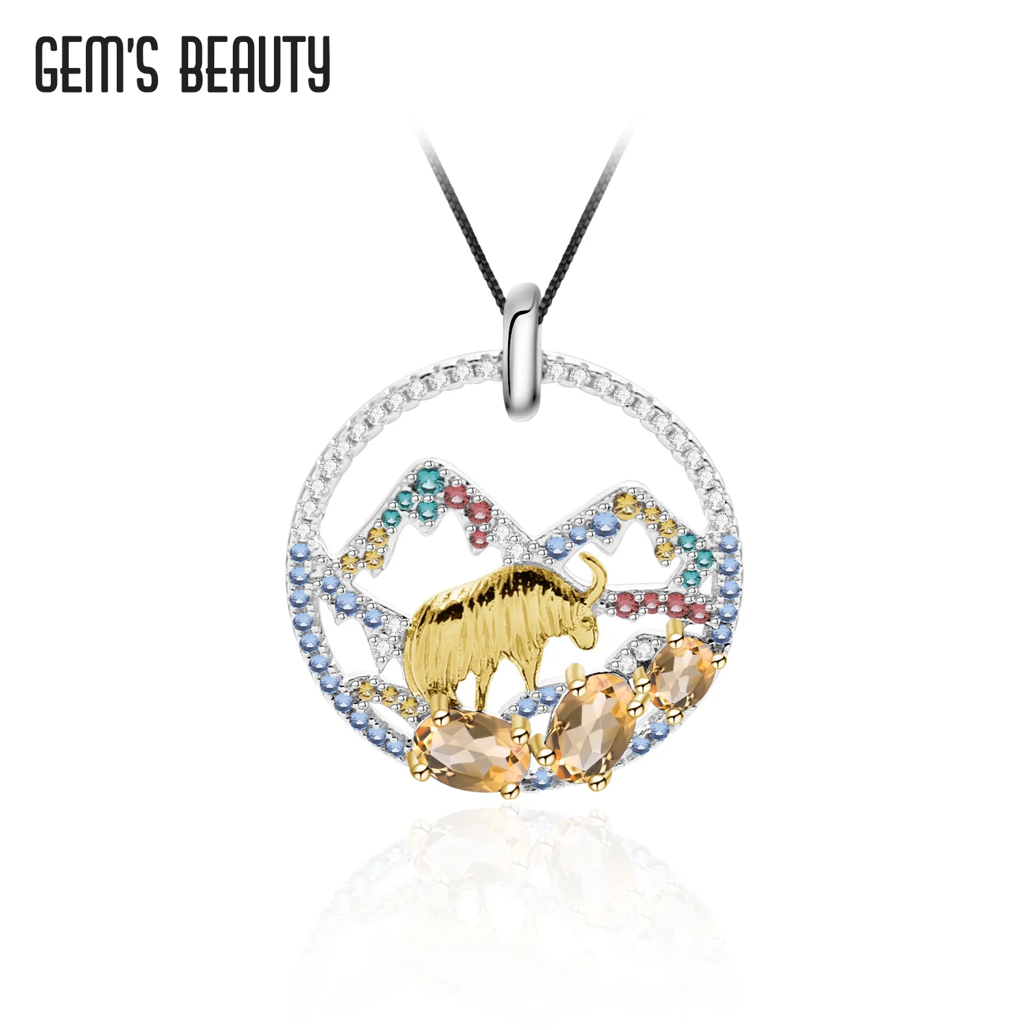 GEM&#39S BEAUTY 925 Sterling Silver 18K Gold Filling Goat Necklace Natural Citrine Handmade For Women Romantic Gift | Украшения и