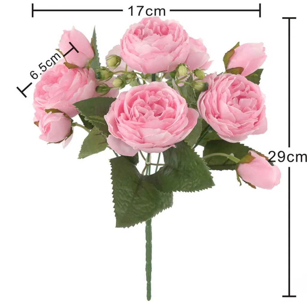 

1 Bouquet 9 heads Artificial Peony Tea Rose Flowers Camellia Silk Fake Flower flores for DIY Home Garden Wedding Decoration