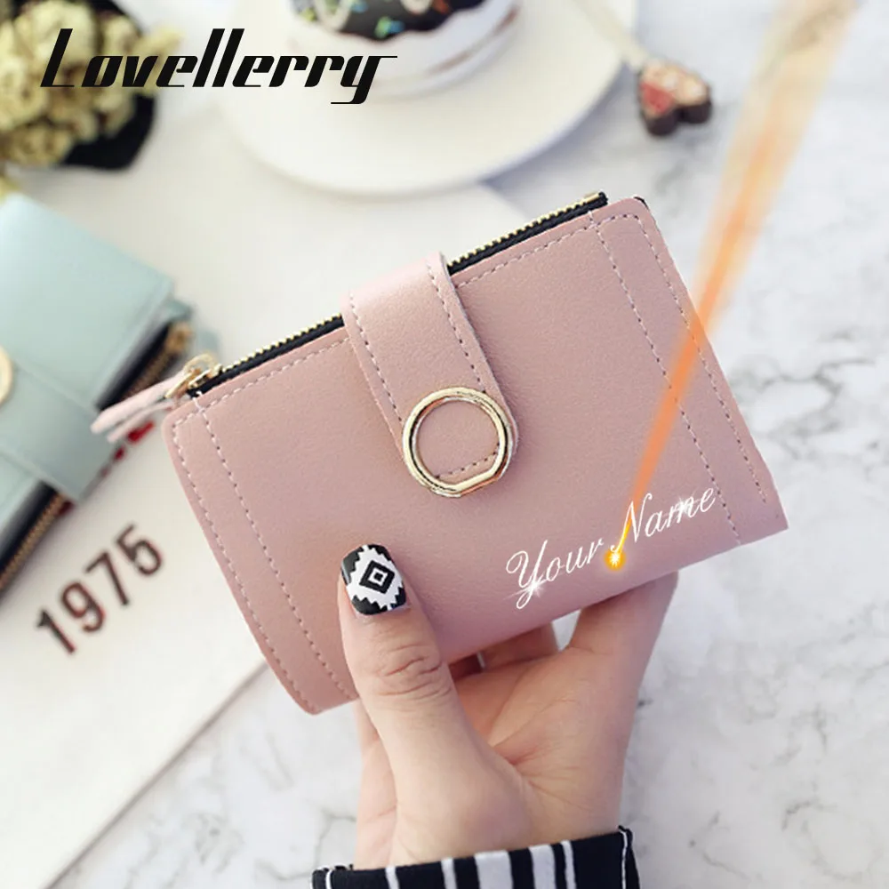 2023 New Short Women Wallets Free Name Customized Fashion Simple Cute Small Female Wallets PU Leather Card Holder Women's Purse