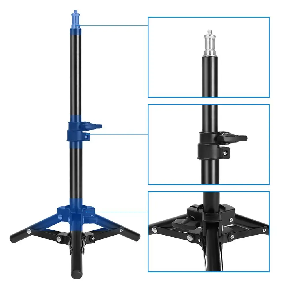 

6 Inch With Button Camera Selfie Photo Ring Adjustable Light Tripod Stand Bracket Set Black US Plug