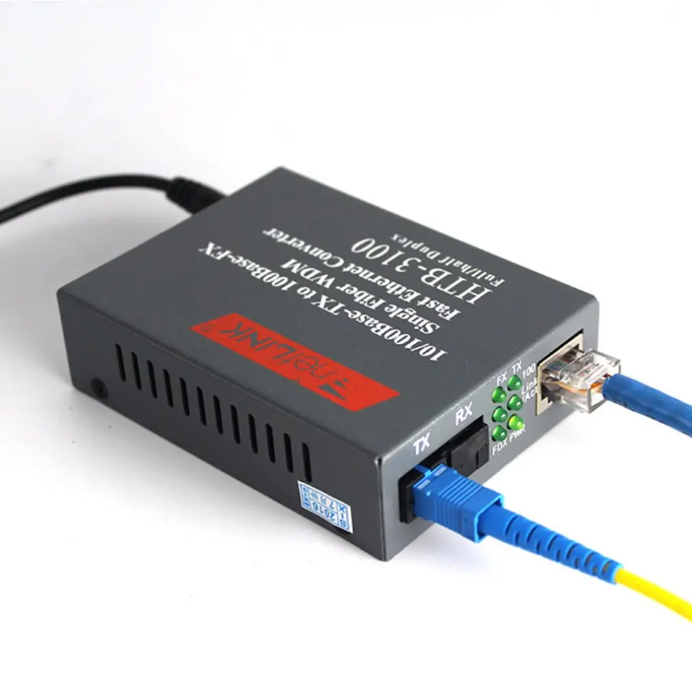 2 Pair HTB-3100AB Optical Fiber Media Converter 25km SC 10/100M Singlemode Single PCBA