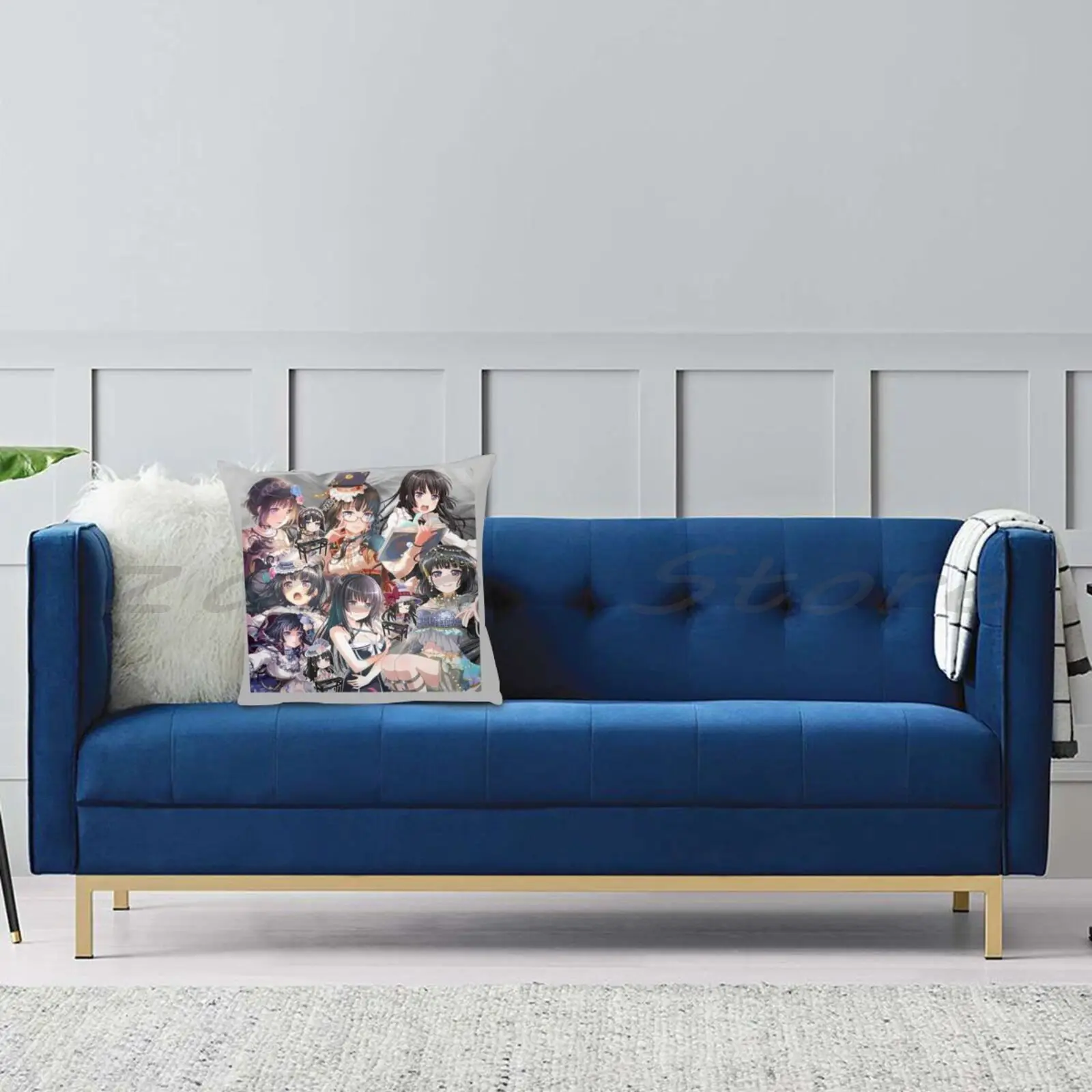 Rinko Shirokane Explosion! Pillowcase Lettering Throw Pillow Cover Cotton Flax Plush Pompom Bandori Bang Dream Girls | Дом и сад