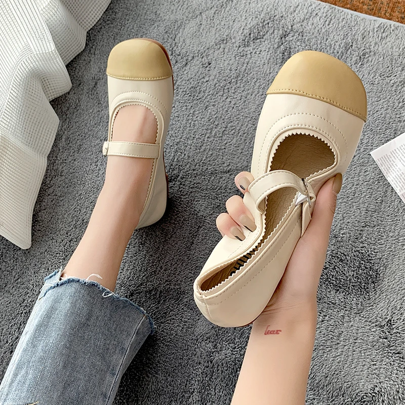

Women's Flat Shoes Color Matching Uppers Are Fashionable Simple and Versatile Small Fresh Women's Single Shoes for Outer Wear