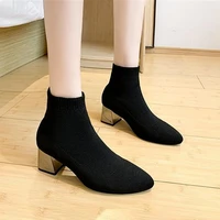 luxury 2021 new women boots ankle fashion stretch fabric breathable socks shoes women high heel pointed toe women boots