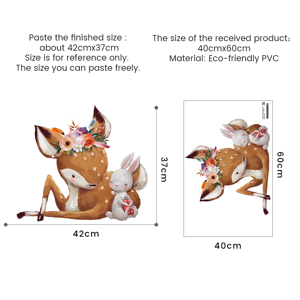 Настенный декор наклейки для украшения комнаты года олененок QT1970 | Дом и сад