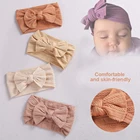 1 шт. нейлоновые повязки на голову с бантом, вязаная однотонная повязка для волос для детей, тюрбан с бантом, эластичная повязка на голову для маленьких девочек, детские аксессуары для волос