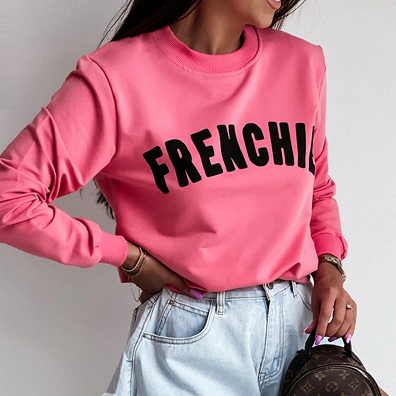 

Fashion Letter Print Street Sweatshirt 2021 Autumn Long Sleeve O Neck Tops Pullover Casual Harajuku Women Sweatshirts Hoodies