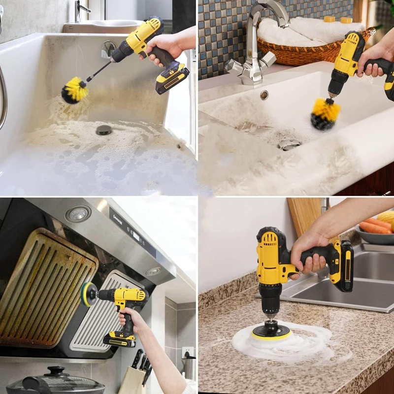 

NEW-20Pcs Drill Brush Power Scrubber Set Drill Scrub Brush Attachment Kit for Cleaning Bathroom, Kitchen, Car, Grout