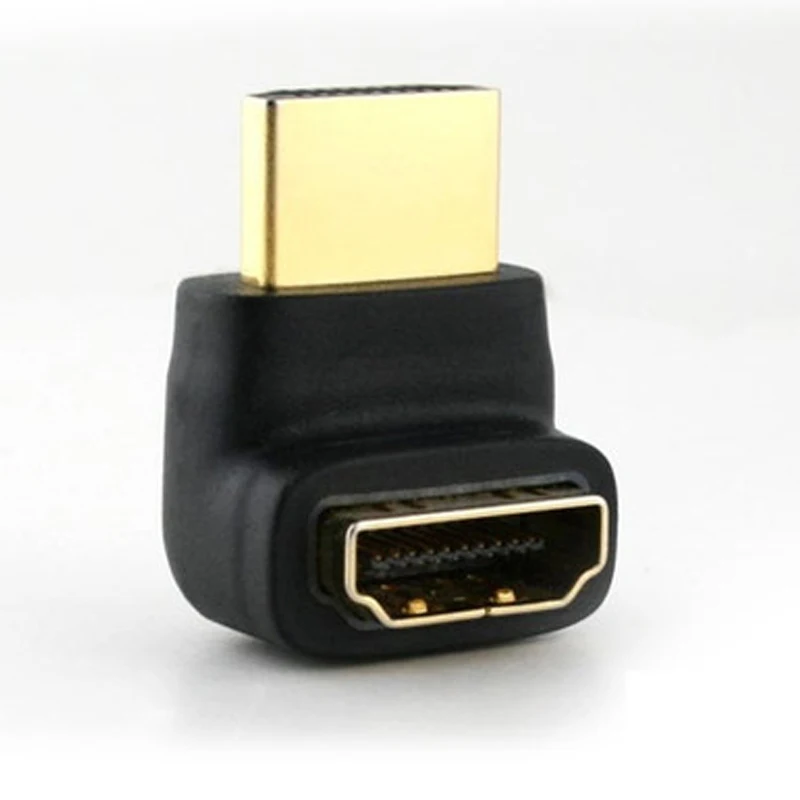 Оптовая продажа черный HDMI адаптер позолоченный локоть 90 градусов штекер к