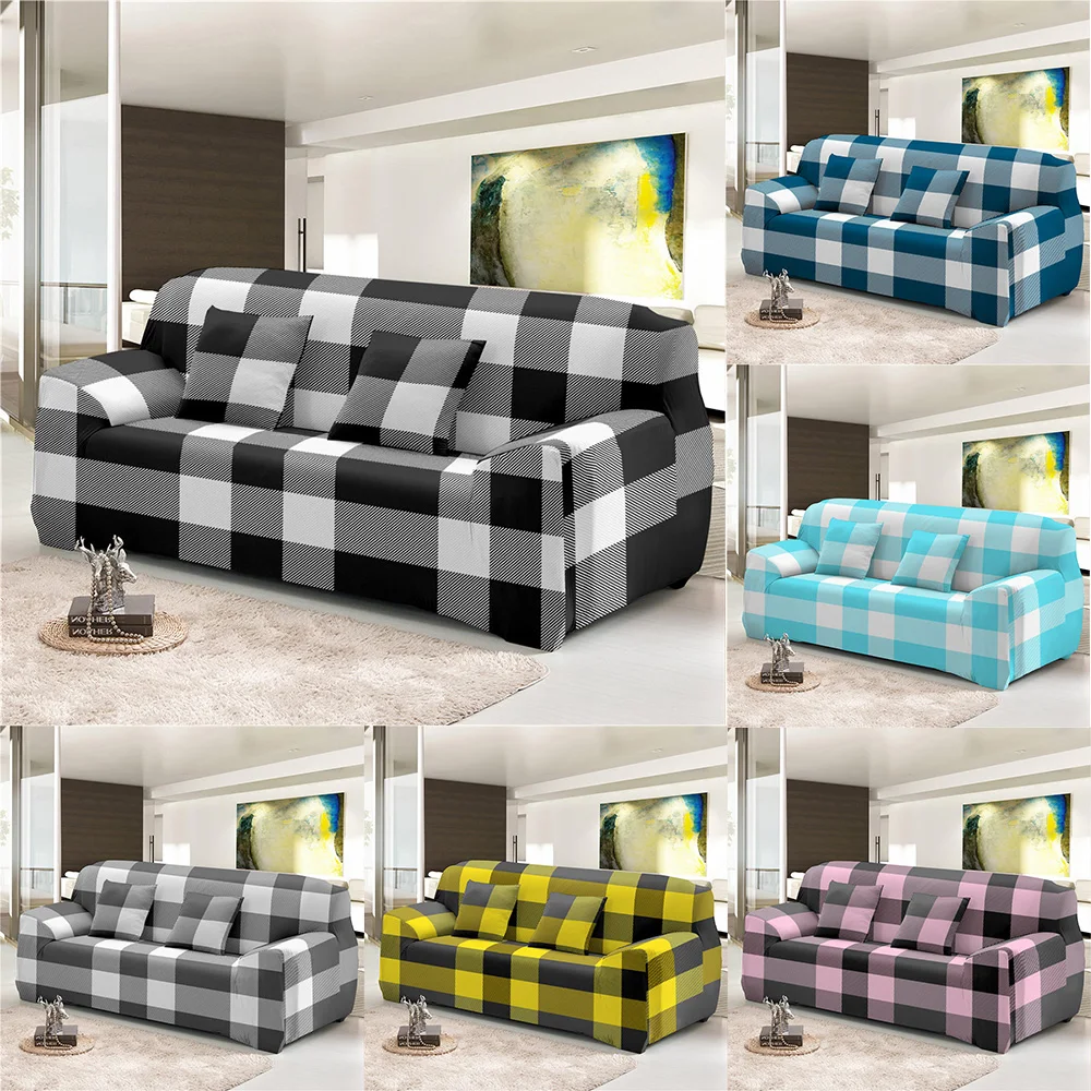 ZEIMON чехлы для диванов с эластичным принтом клетчатые Чехлы все включено угловые
