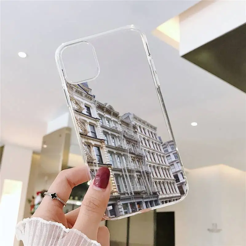 

new york city street Phone Case Transparent for iPhone 6 7 8 11 12 s mini pro X XS XR MAX Plus SE cover funda
