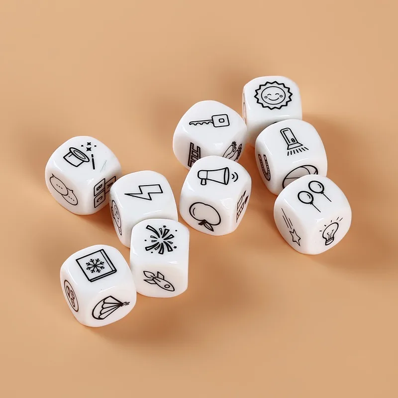 

Kids Telling Story Dice Metal Box English Rules Family/Parents/Party Funny Imagine Education Toys For Children Learning Toy