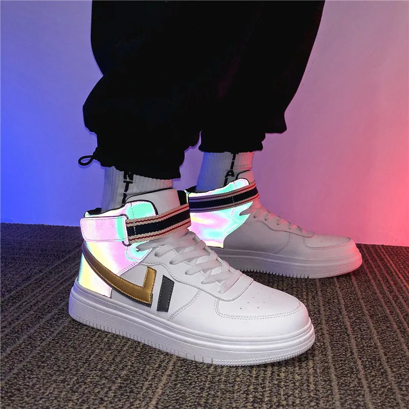 

CYYTL Men's Fashion High Top Sneakers Breathable Shoes Comfortable Heighten Sports Shoes Youth Boys Fluorescent Streetwear