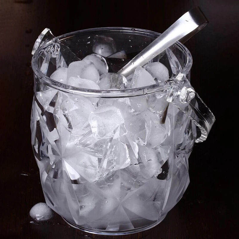 1 Pc Acrylic Bar Ice Bucket Two Handles Champagne Wine Spit Barrel Container Ktv Club Supplies | Дом и сад