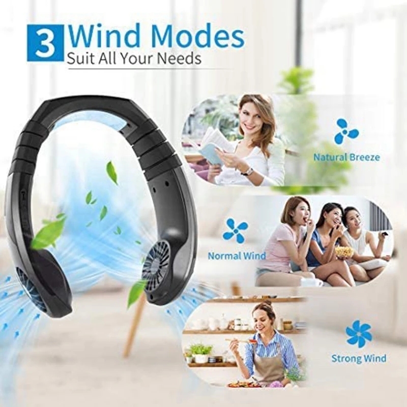 Miglior Ventilatore A Mani Libere, Mini USB Indossabile Portatile 360 ° Raffreddamento Pigro Collo Appeso Dispositivo Di Raffreddamento Ventilatore Sportivo Da Viaggio Condizionatore D'aria