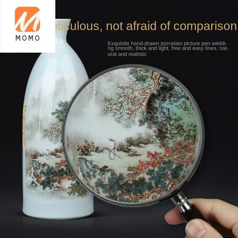 

Ceramic Master Hand Painted Pastel Landscape Vase New Chinese Style Living Room Entrance Study Tea Table Decoration
