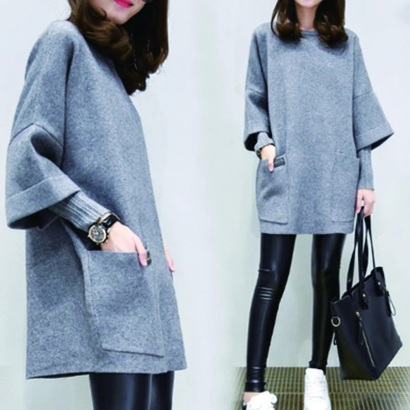 Элегантная офисная одежда свитшот корейская мода простая Толстовка С Карманами