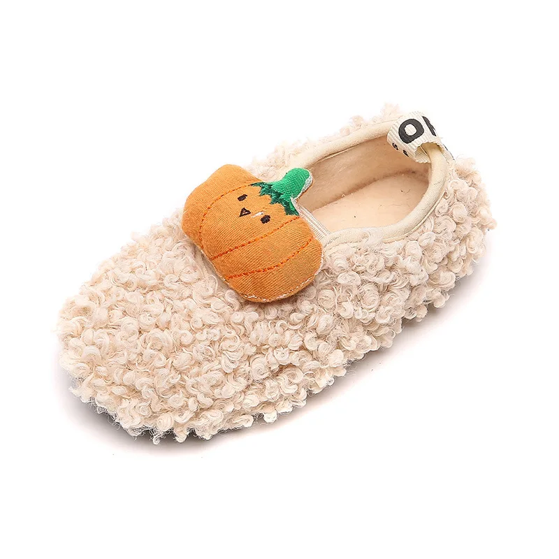 

Fashion Autumn and Winter New Pumpkin Shoes Soft Sole Lambs Wool Cotton Shoes Casual Girls Comfortable Children's Shoes 21-30