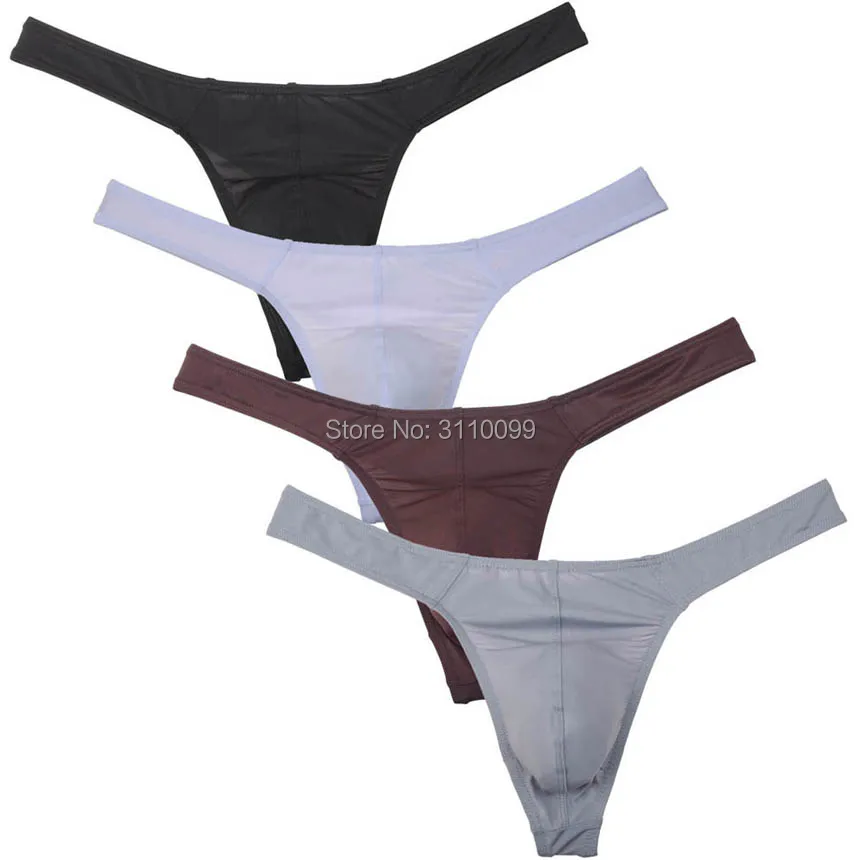 

Men's Ice Silk Bulge Thong Underwear Classics Convex Pouch T-back Bikini Shorts