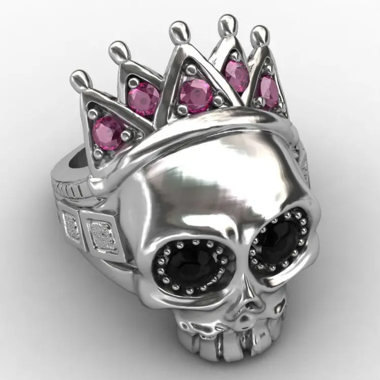Модная личность с розовым кристаллом Корона череп кольцо унисекс сплав подарок