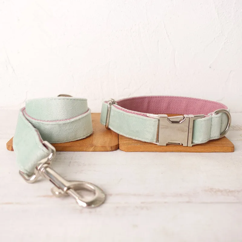 

Pink Dog Collar and Leash Set Puppy Accessories Free Engrave Collier Chien Solid Pet Hand Holding Rope for Outdoor Park Walk