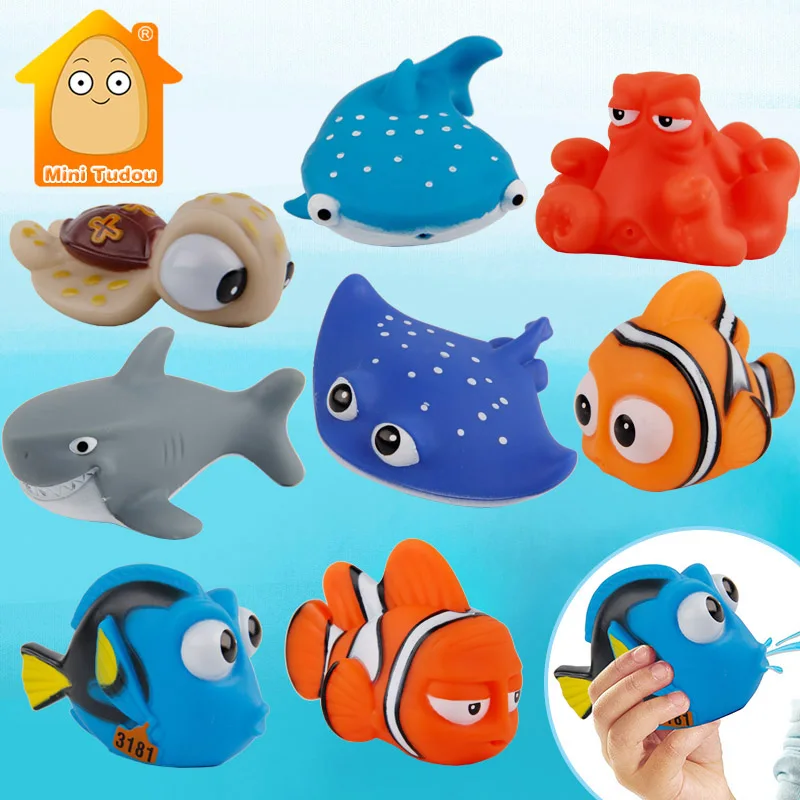 

Baby Bath Toys Finding Fish Kids Float Spray Water Squeeze Aqua Soft Rubber Bathroom Play Animals Bath Figure Toy For Children