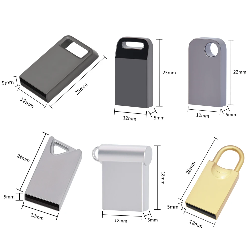 

50pcs/lot metal usb flash drive 64GB 32GB 16GB 8GB 4GB memory cle usb stick drives high speed waterproof USB 2.0 flash drives