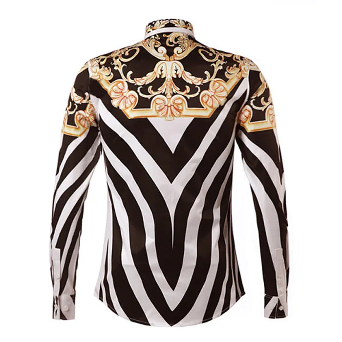 Minglu протектор для мужчин рубашка Роскошный Королевский в полоску с принтом