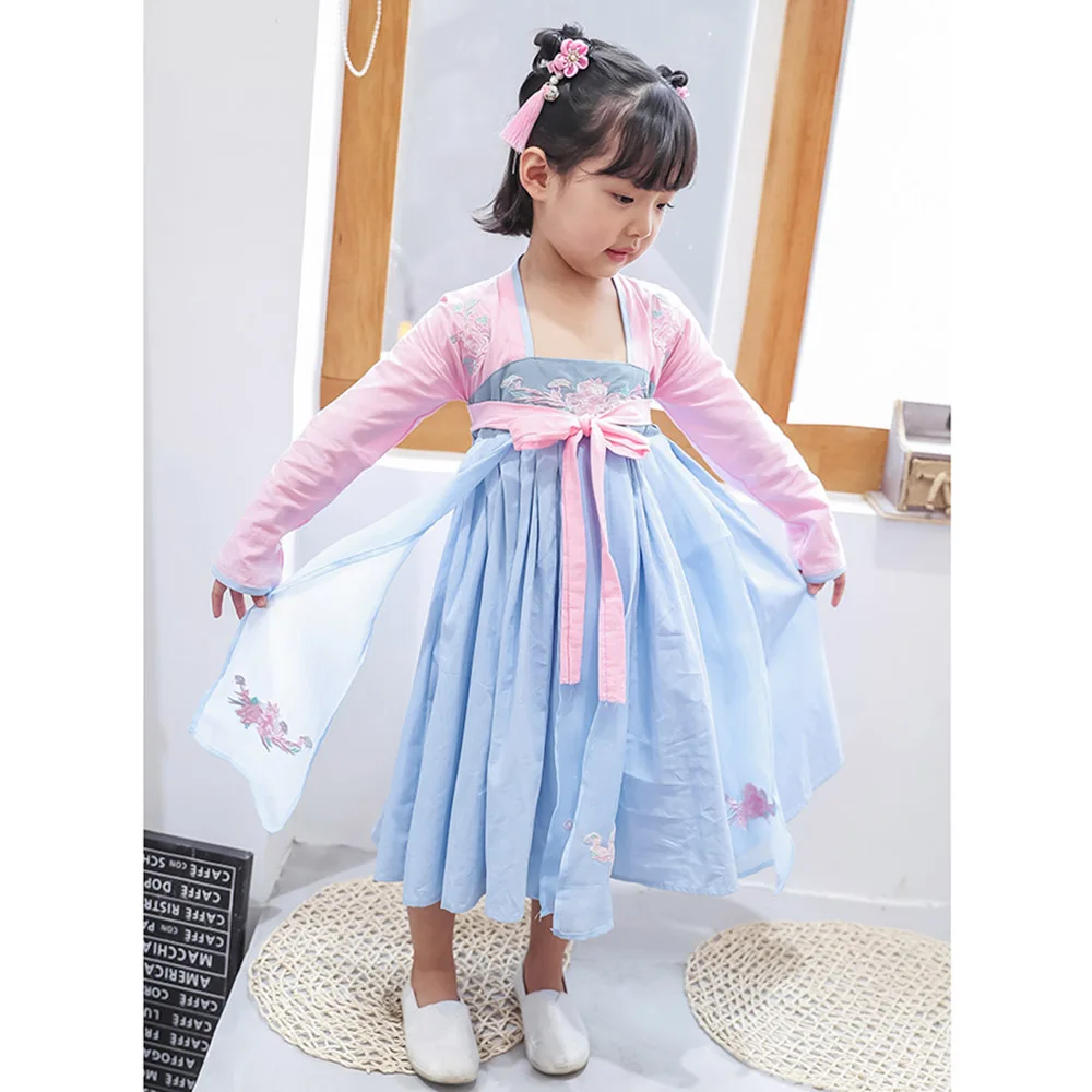 

2019 Dresses Baby Costume Party clothing child Cosplay folk dance costumes for girls ancient tang dynasty han ming hanfu dress
